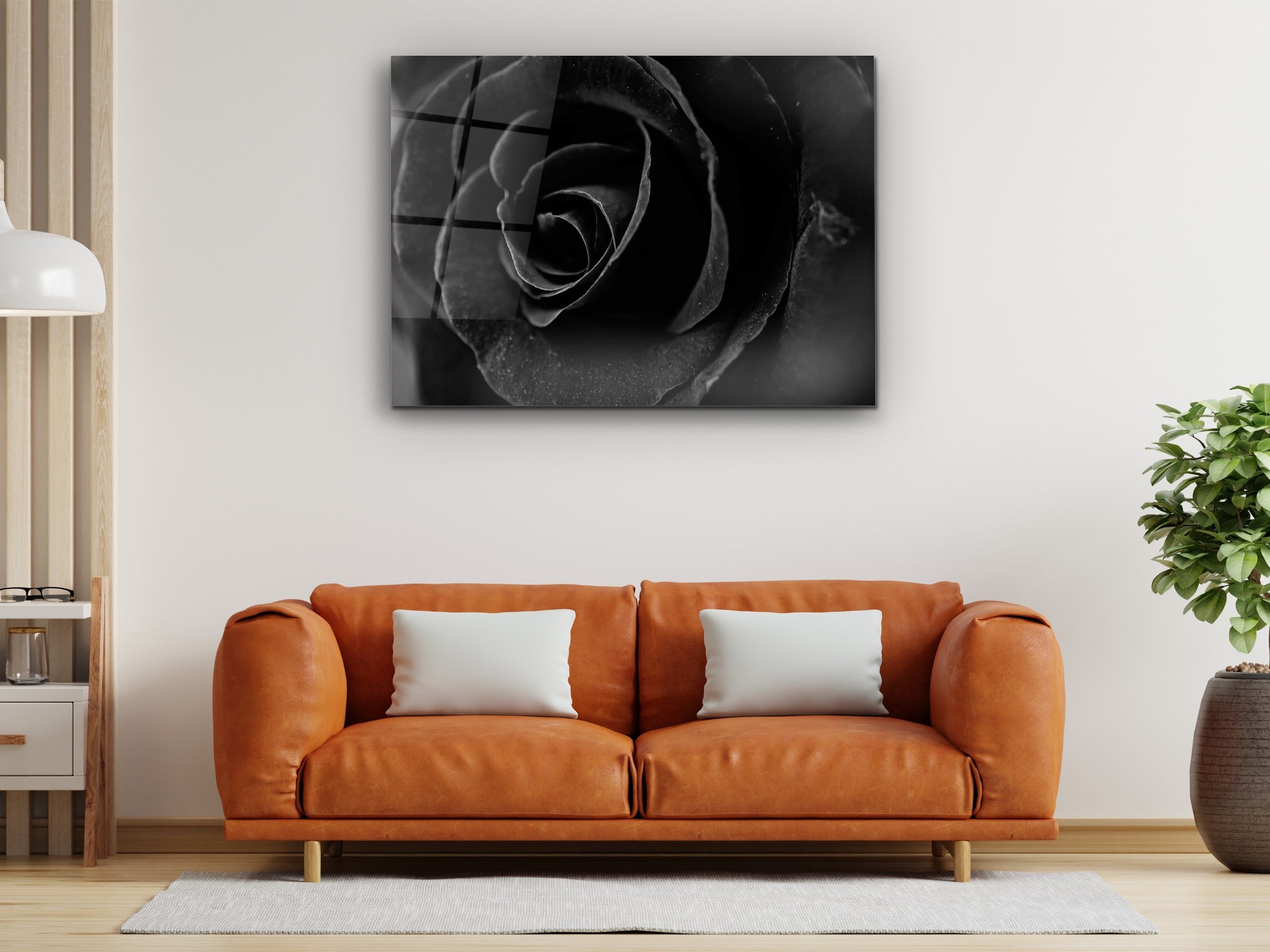 ・"Mysterious Dark Rose "・Glass Wall Art