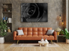 ・"Mysterious Dark Rose "・Glass Wall Art