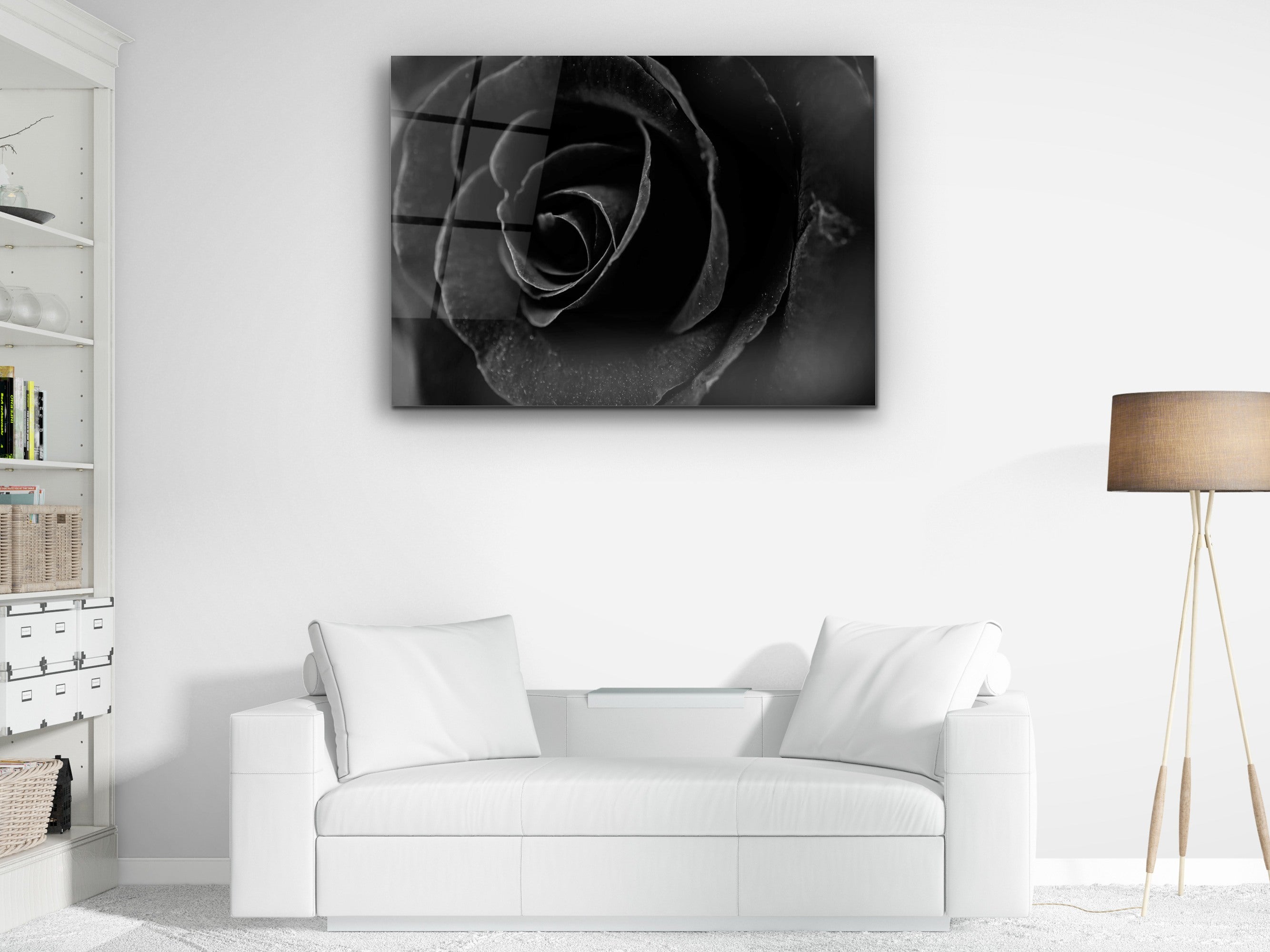 ・"Mysterious Dark Rose "・Glass Wall Art