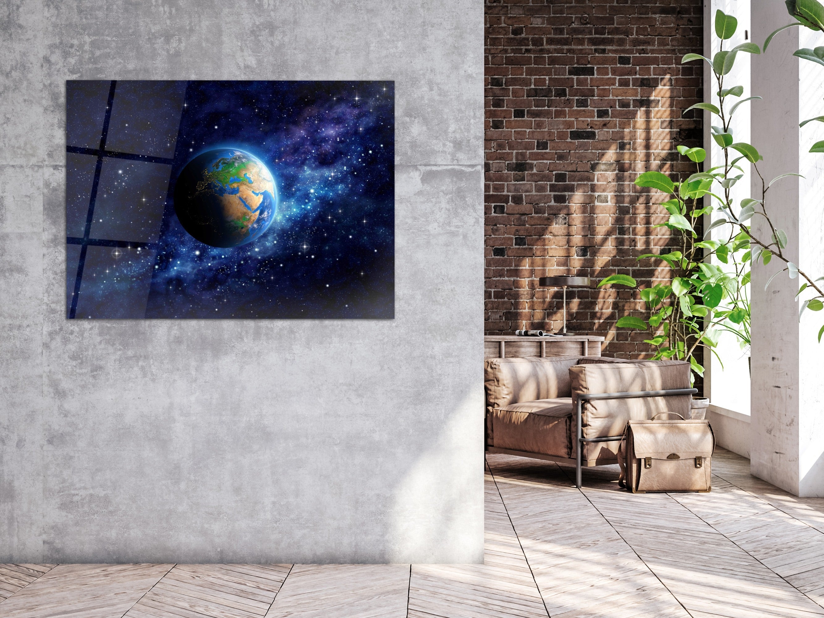 ・"Deep Space Earth"・Glass Wall Art