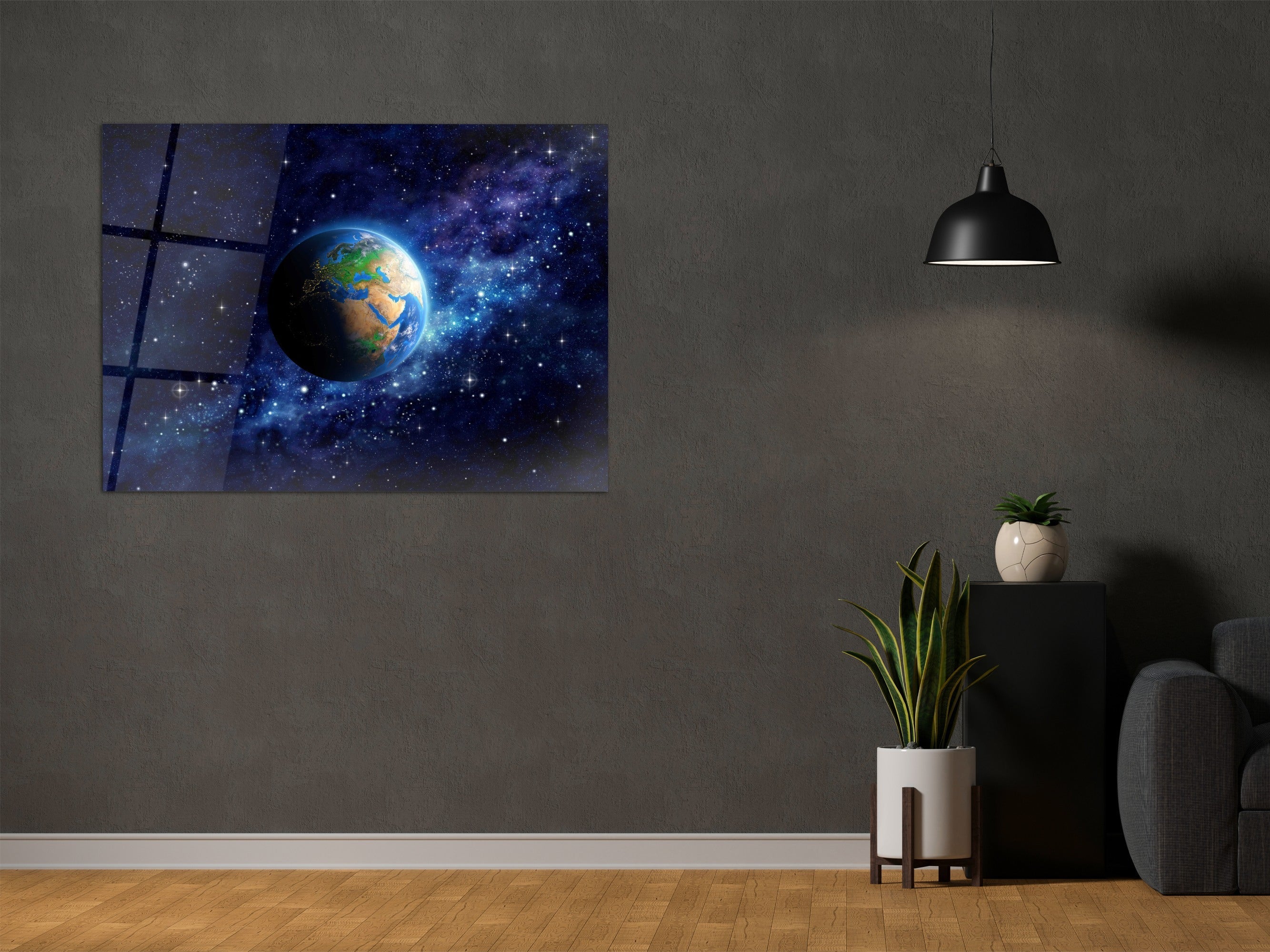 ・"Deep Space Earth"・Glass Wall Art