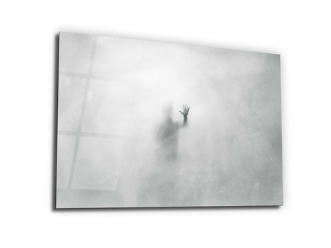 ・"Enigmatic Man Behind Glass"・Glass Wall Art