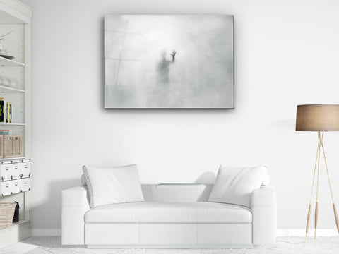 ・"Enigmatic Man Behind Glass"・Glass Wall Art