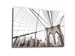 ・"Brooklyn Bridge New York City"・Glass Wall Art