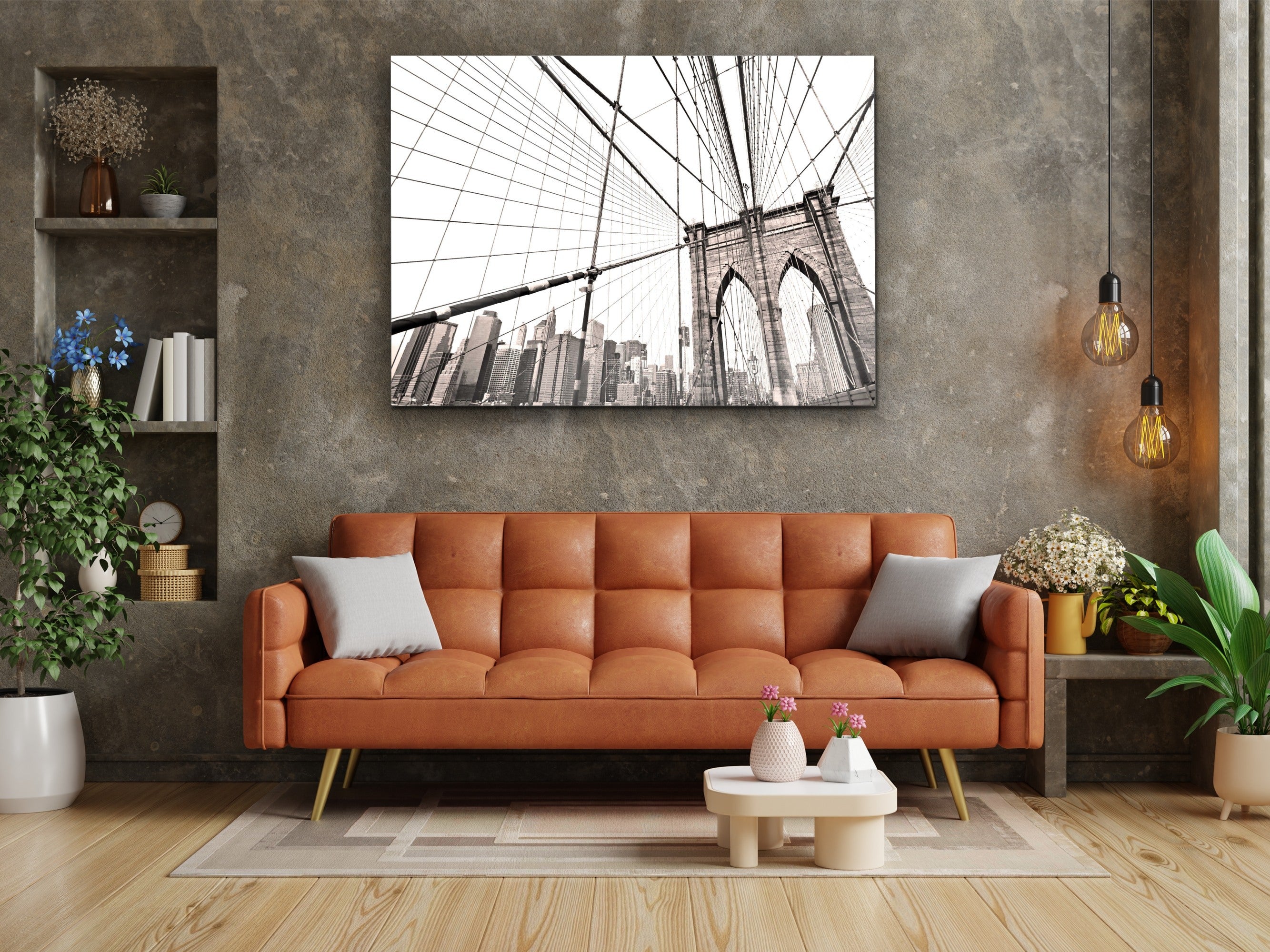 ・"Brooklyn Bridge New York City"・Glass Wall Art