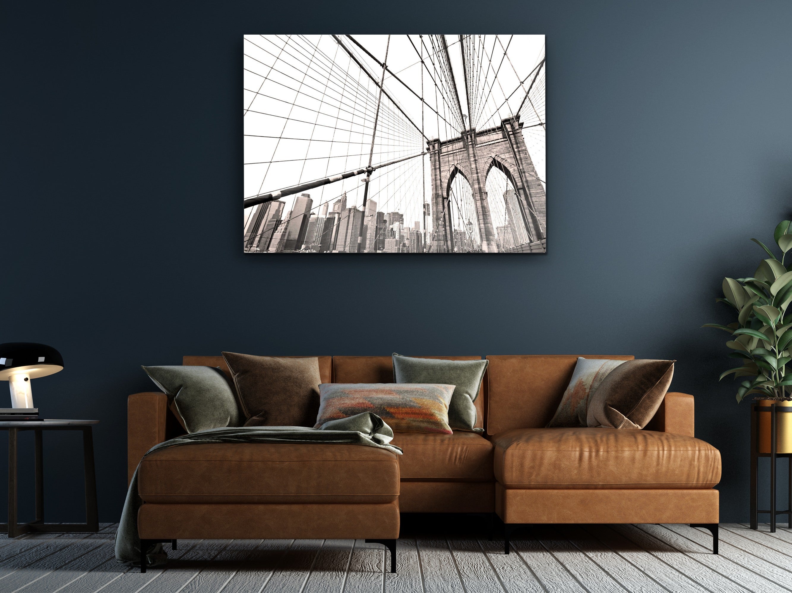 ・"Brooklyn Bridge New York City"・Glass Wall Art