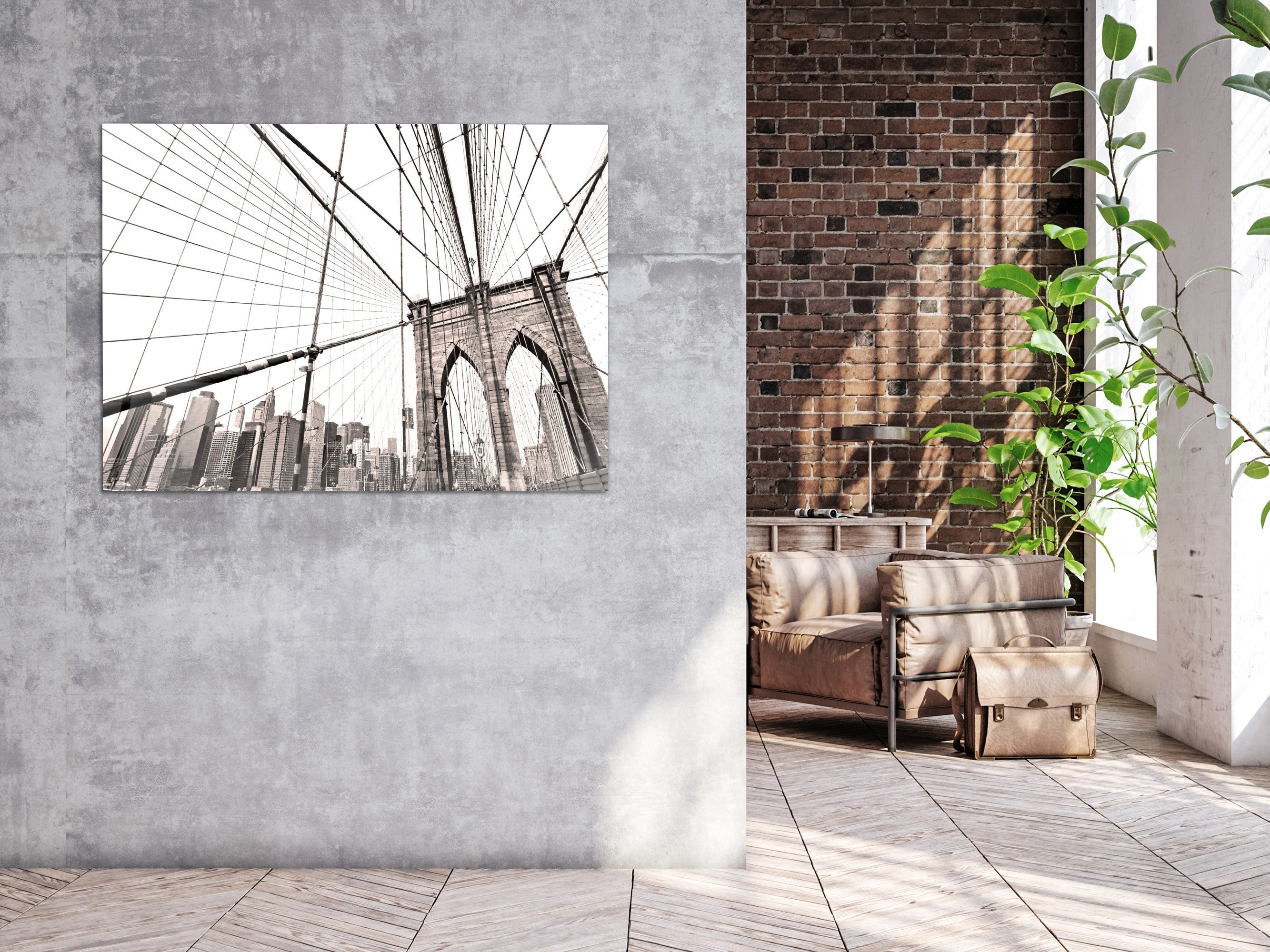 ・"Brooklyn Bridge New York City"・Glass Wall Art