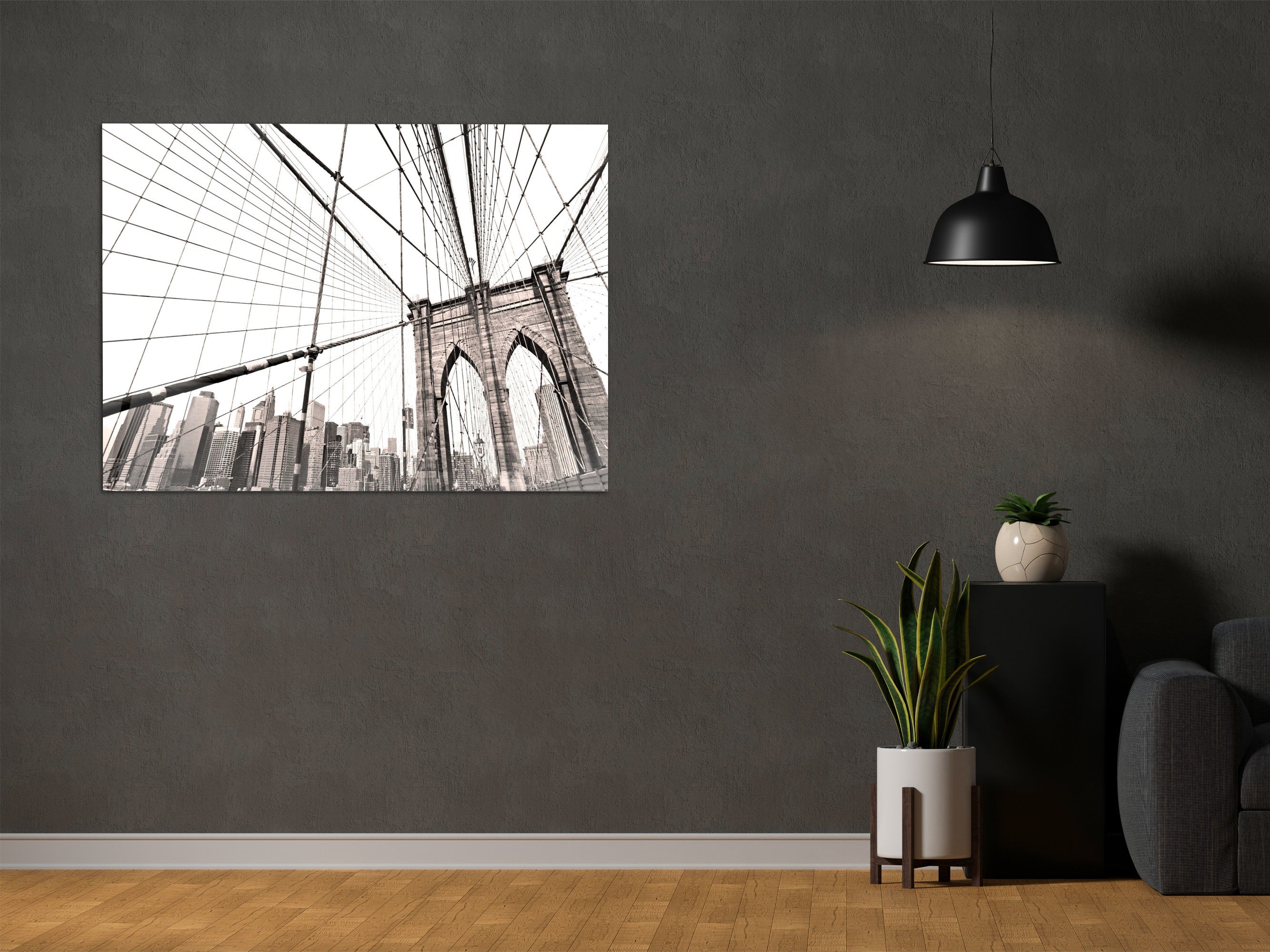 ・"Brooklyn Bridge New York City"・Glass Wall Art