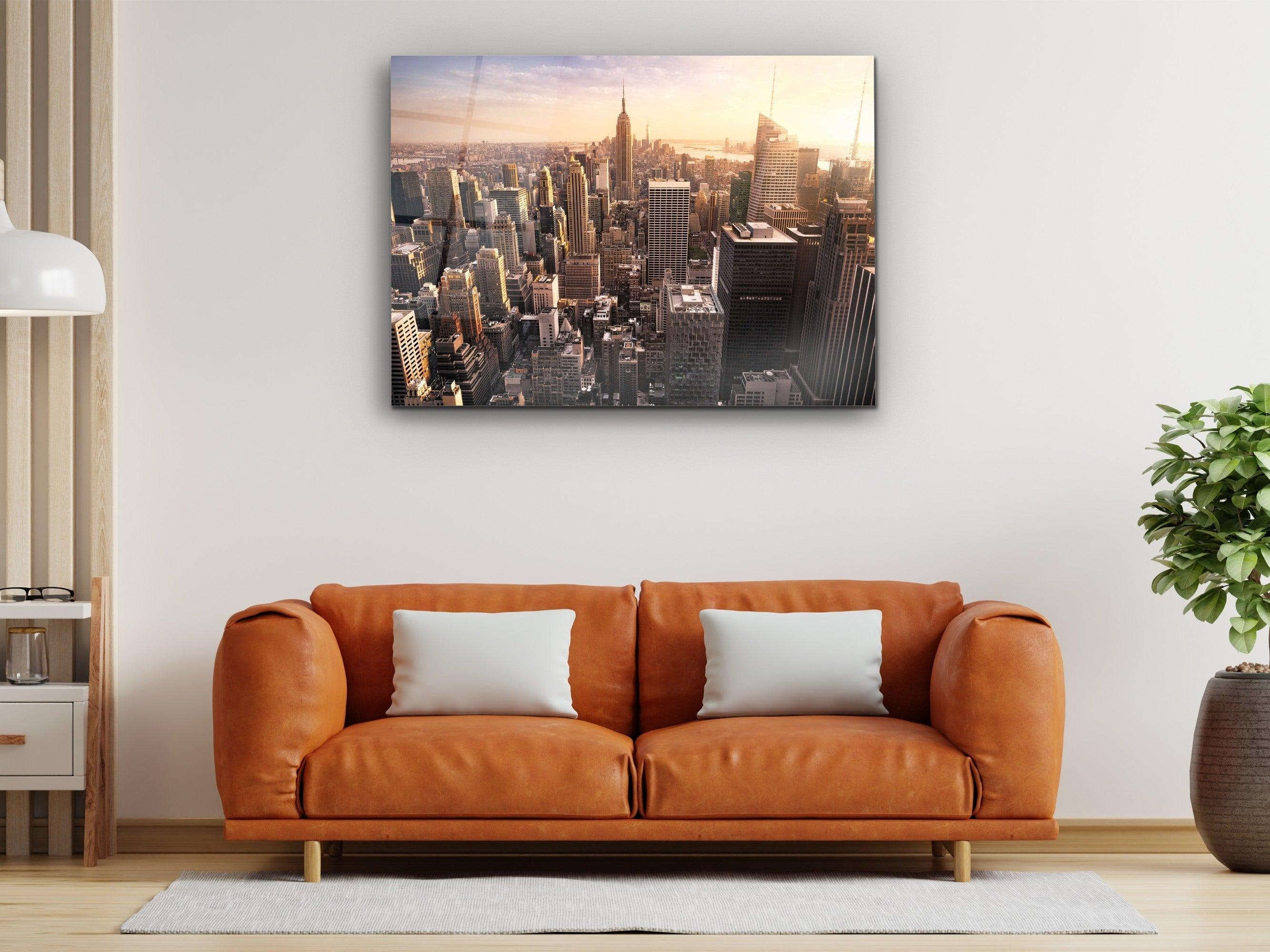 ・"New York City Skyline"・Glass Wall Art - Wonders Of Wall