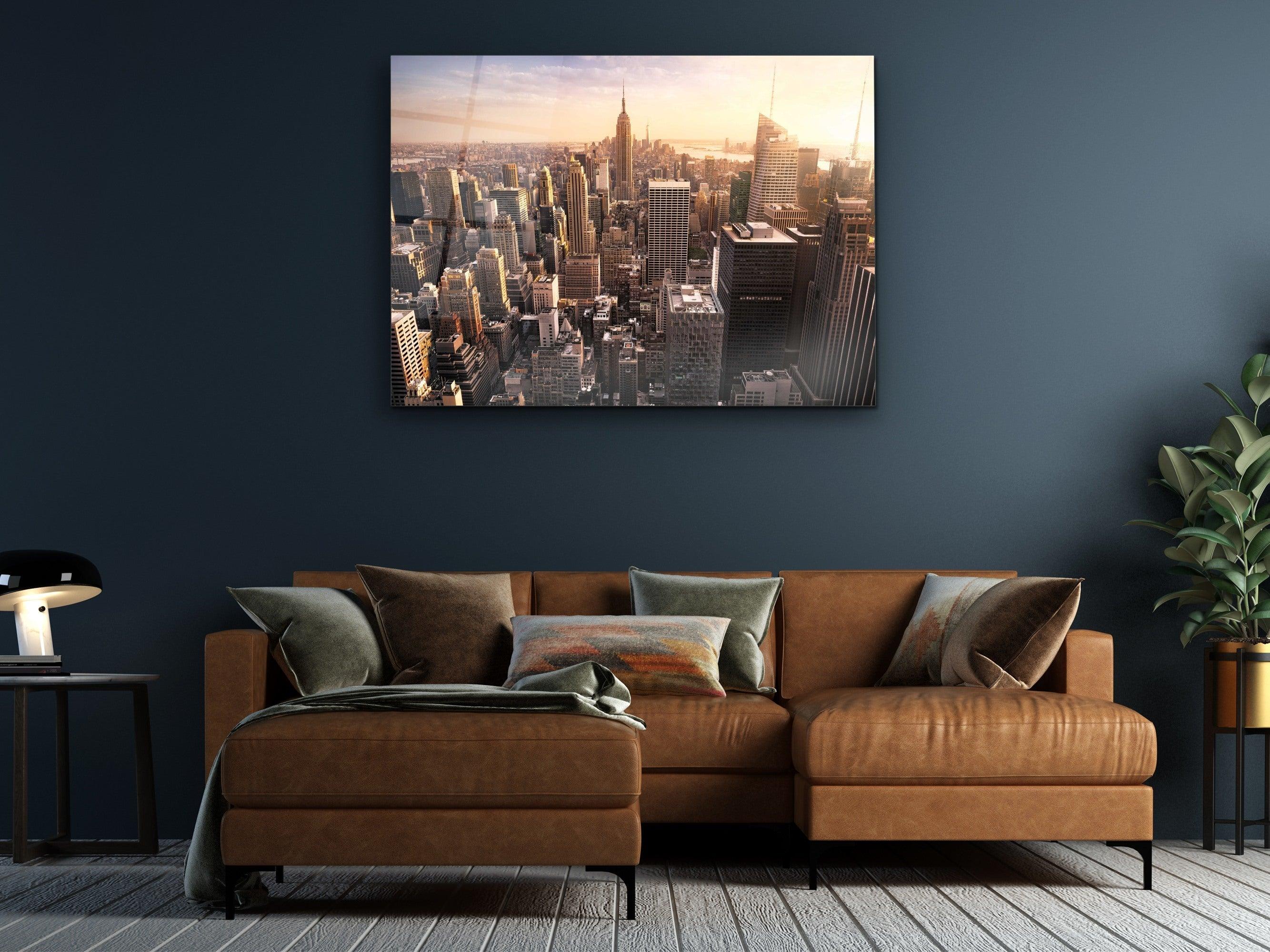 ・"New York City Skyline"・Glass Wall Art - Wonders Of Wall