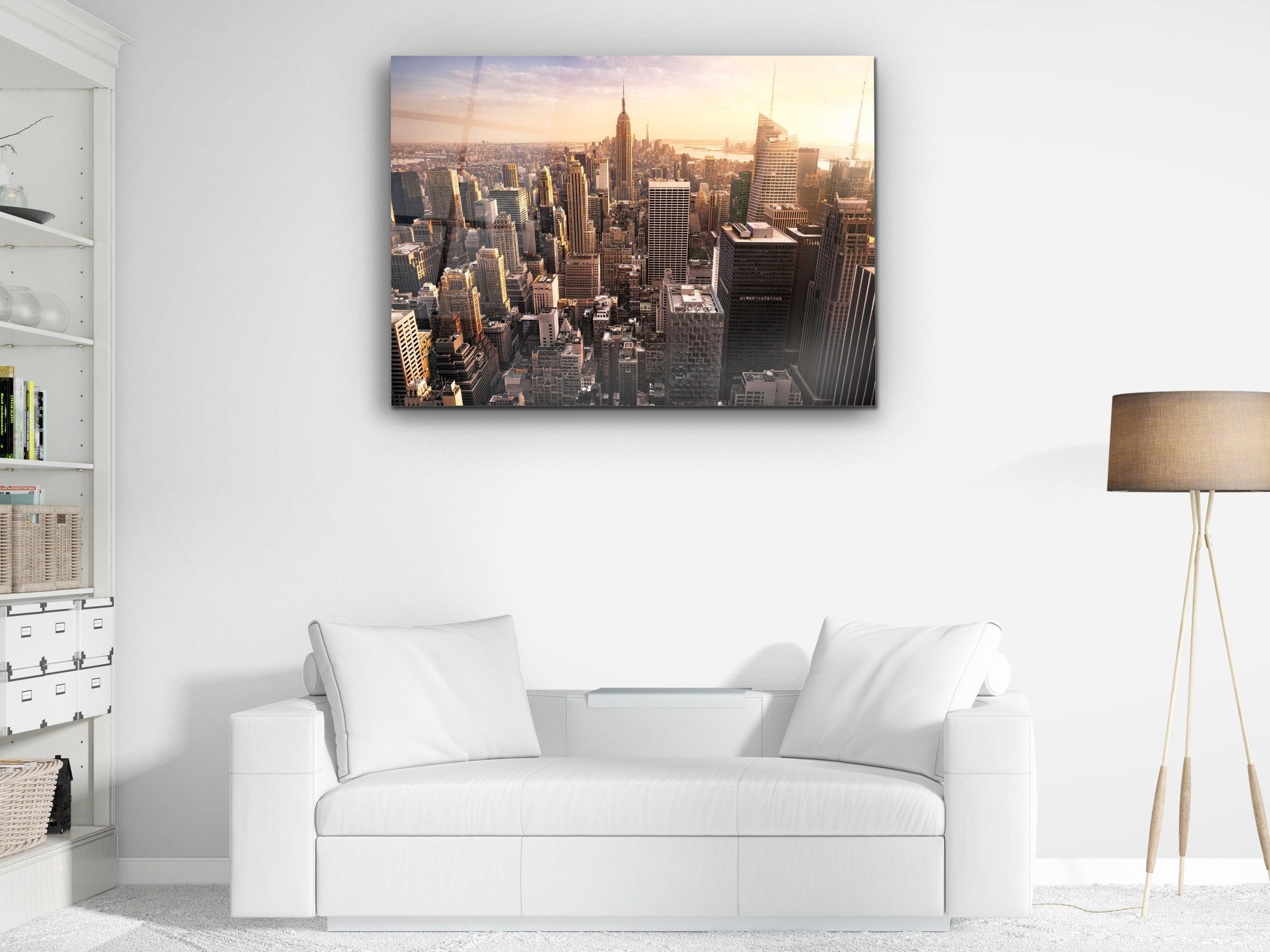 ・"New York City Skyline"・Glass Wall Art - Wonders Of Wall