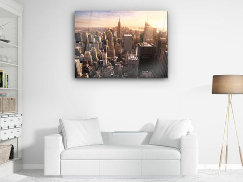 ・"New York City Skyline"・Glass Wall Art - Wonders Of Wall
