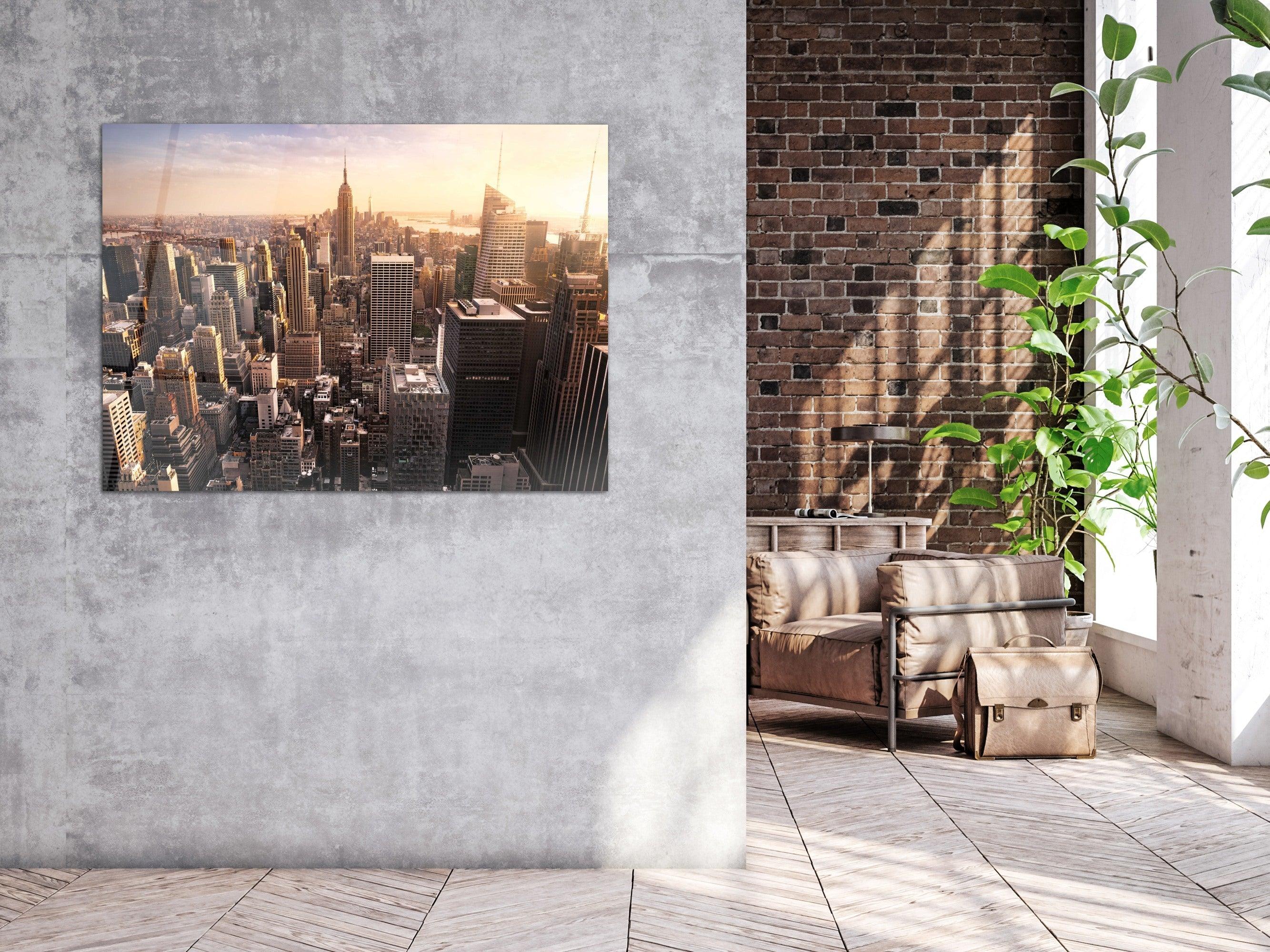 ・"New York City Skyline"・Glass Wall Art - Wonders Of Wall