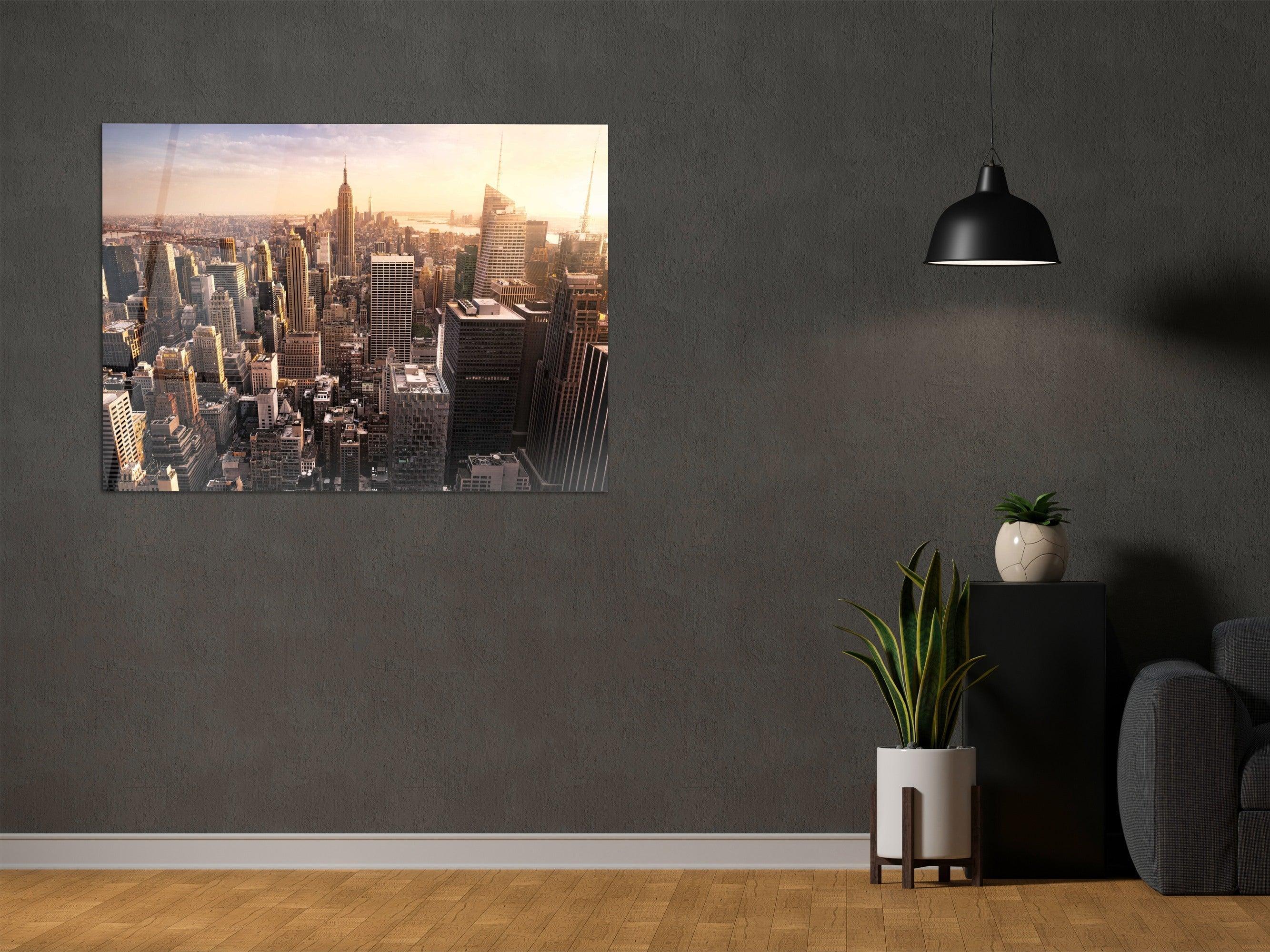 ・"New York City Skyline"・Glass Wall Art - Wonders Of Wall