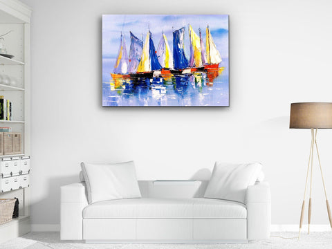 ・"Nautical Sailing Boat Oil Painting"・Glass Wall Art - Wonders Of Wall