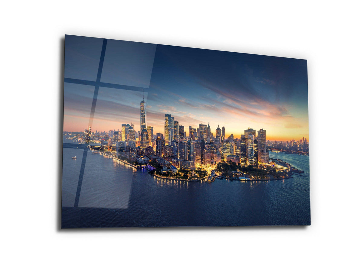 ・"Sunrise over New York City"・Glass Wall Art