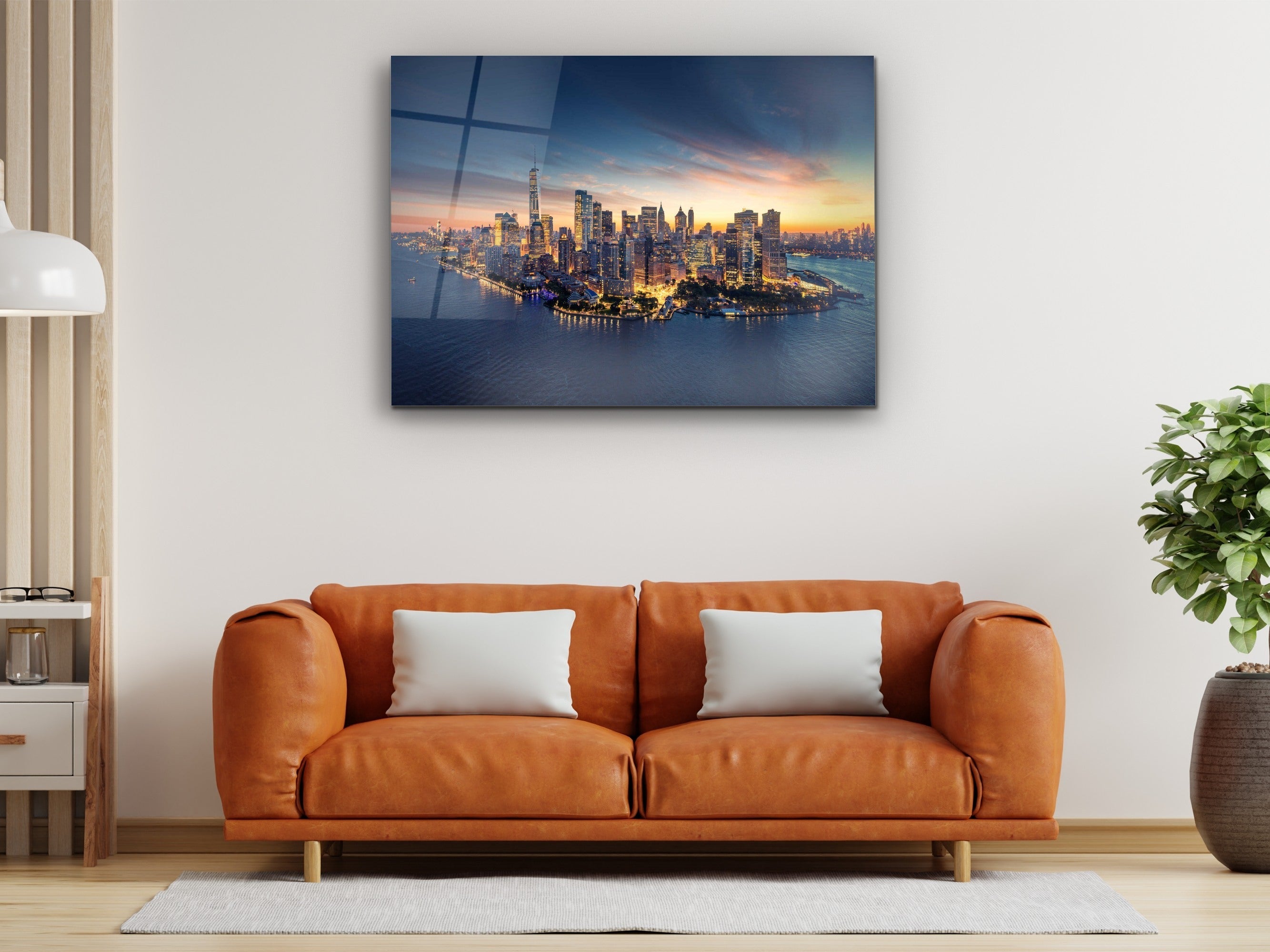 ・"Sunrise over New York City"・Glass Wall Art