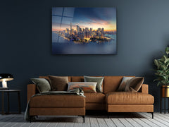 ・"Sunrise over New York City"・Glass Wall Art