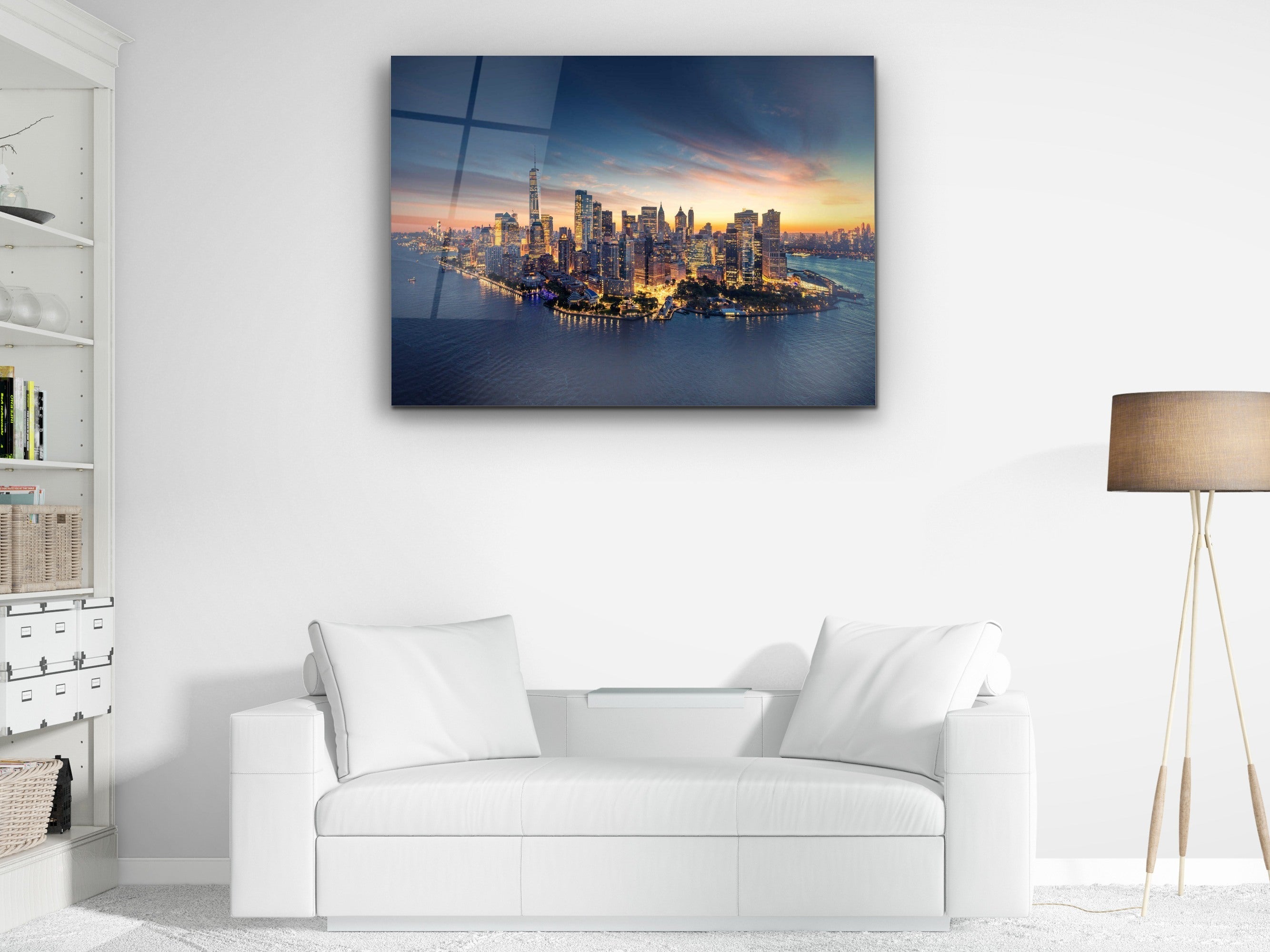 ・"Sunrise over New York City"・Glass Wall Art