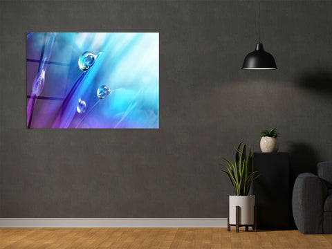 ・"Nature's Jewels Dew Drops"・Glass Wall Art