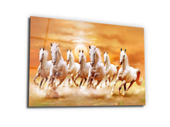 ・"Almighty Running Lucky Horses"・Glass Wall Art