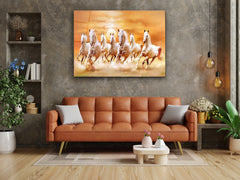 ・"Almighty Running Lucky Horses"・Glass Wall Art