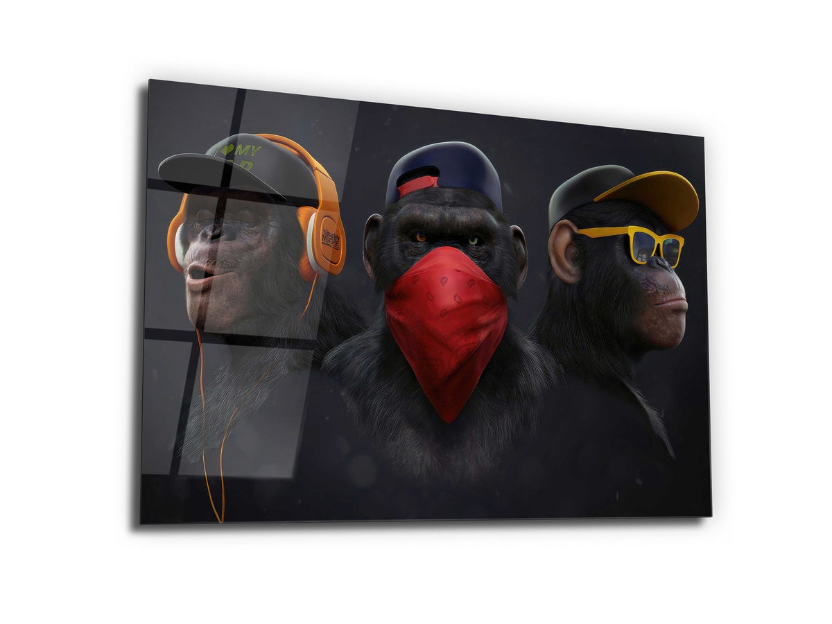 ・"Gang of Monkeys"・Glass Wall Art