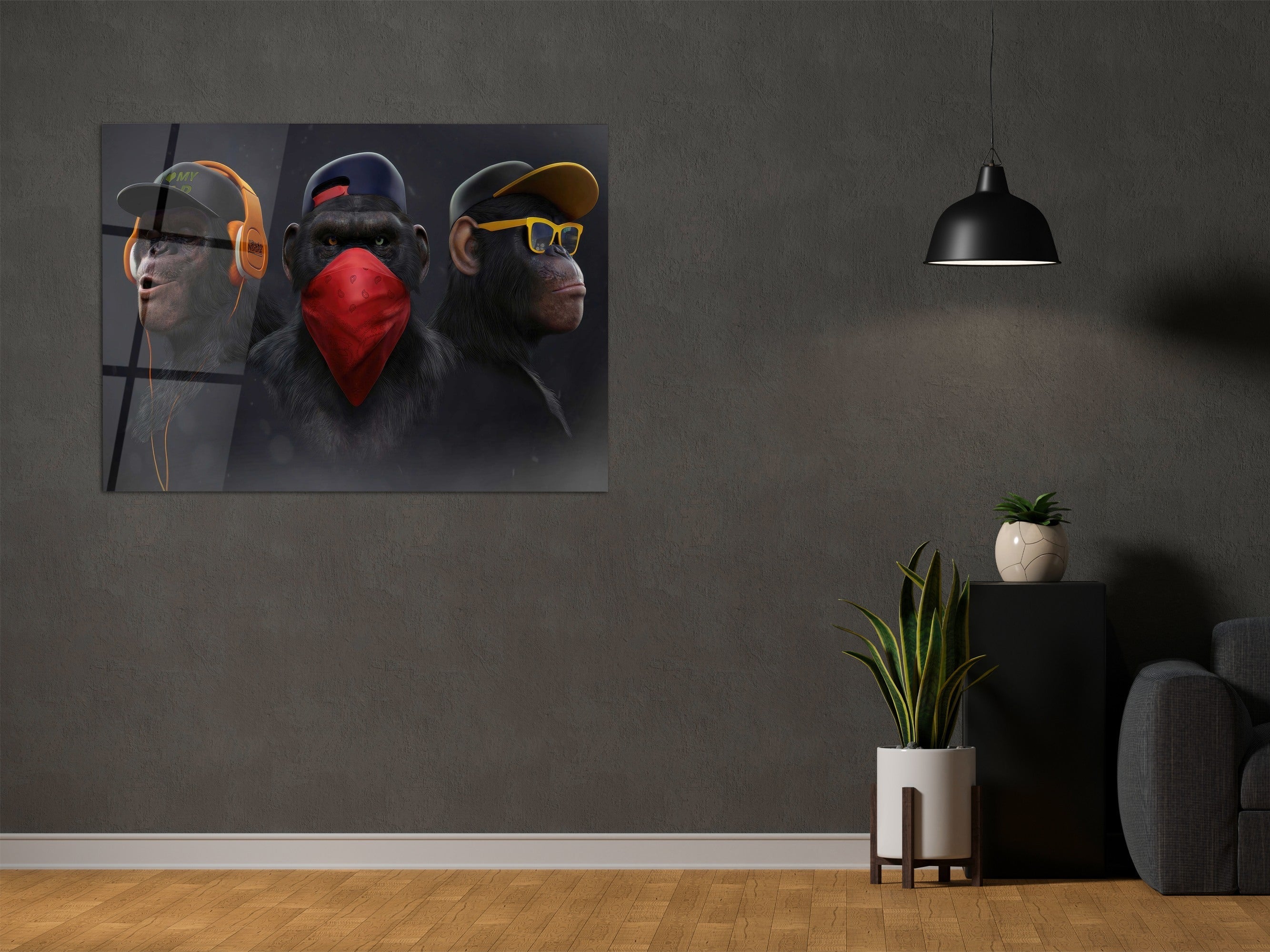 ・"Gang of Monkeys"・Glass Wall Art