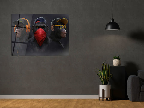 ・"Gang of Monkeys"・Glass Wall Art