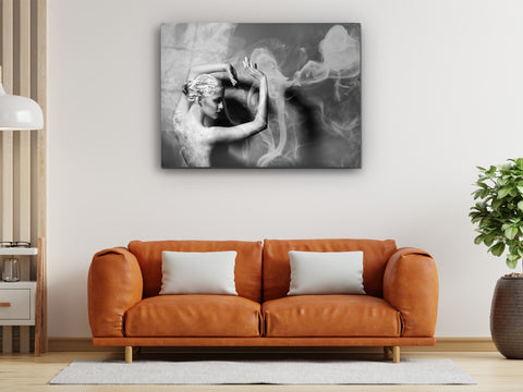 ・"Woman with Dreamy Smoke"・Glass Wall Art