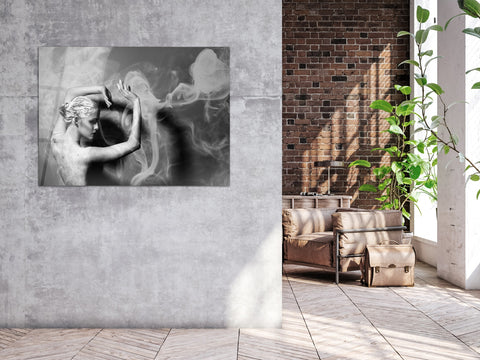 ・"Woman with Dreamy Smoke"・Glass Wall Art
