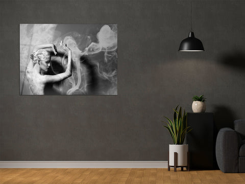 ・"Woman with Dreamy Smoke"・Glass Wall Art