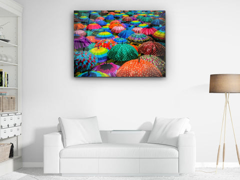 ・"Colorful Umbrellas"・Glass Wall Art