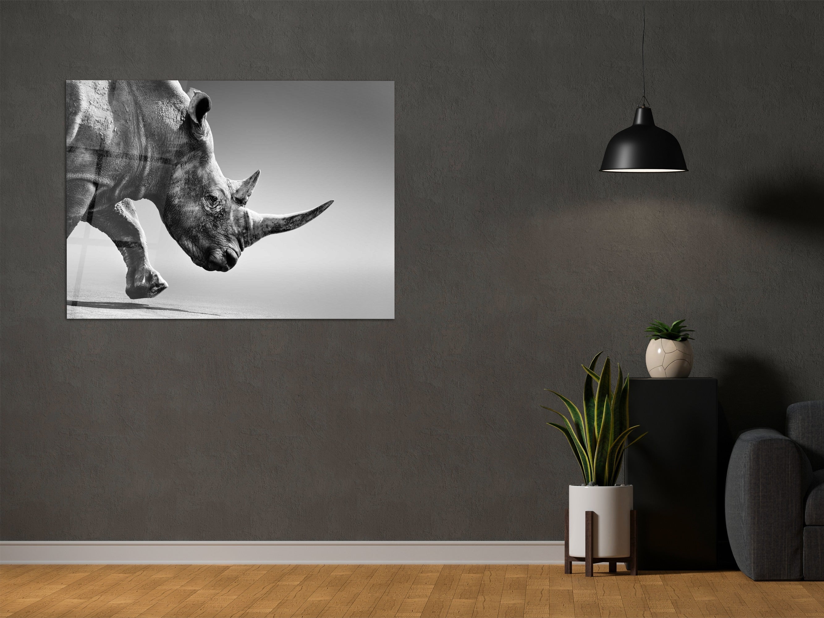 ・"The Rhino"・Glass Wall Art