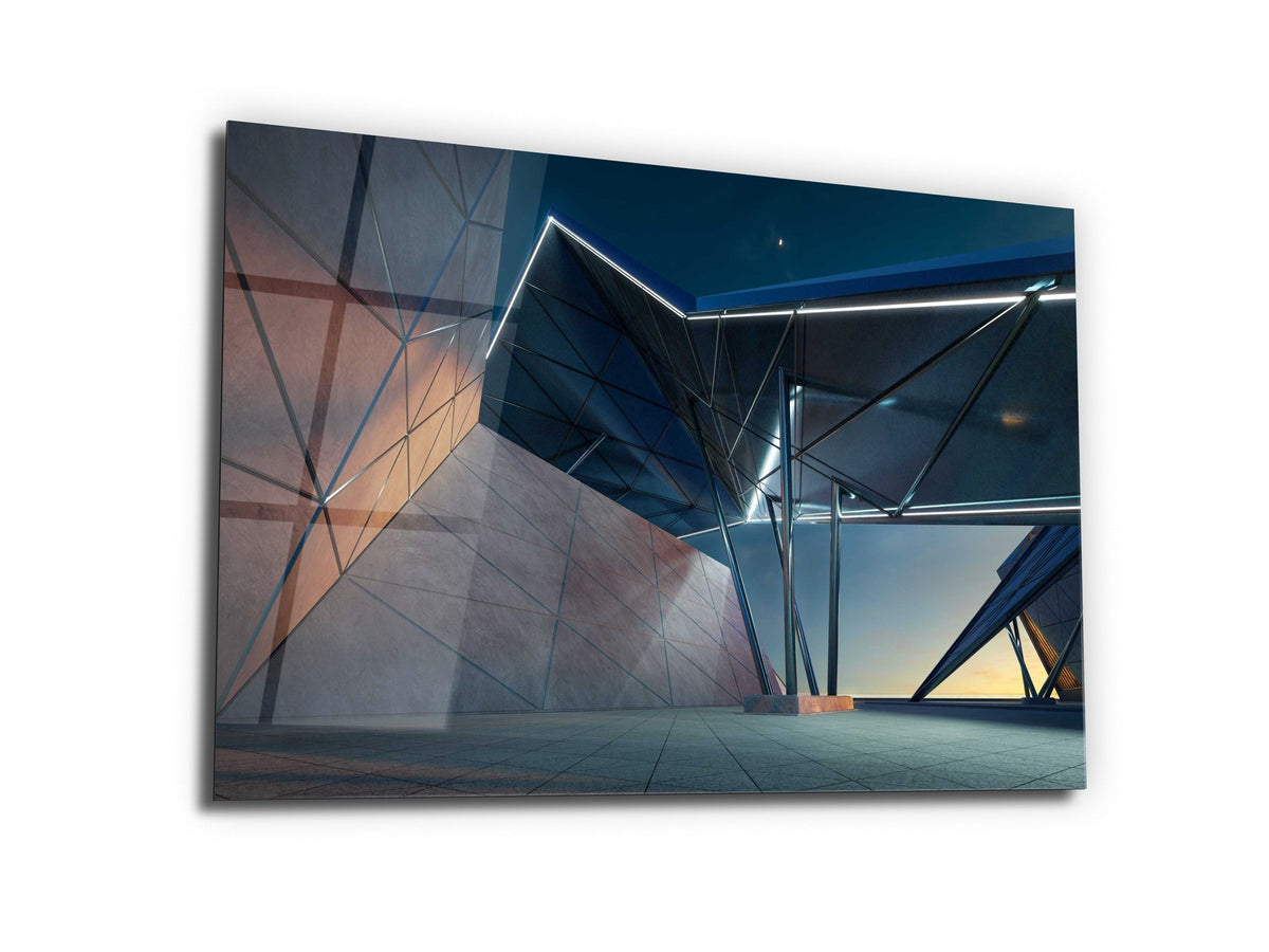 ・"Modern Triangle Building V1"・Glass Wall Art