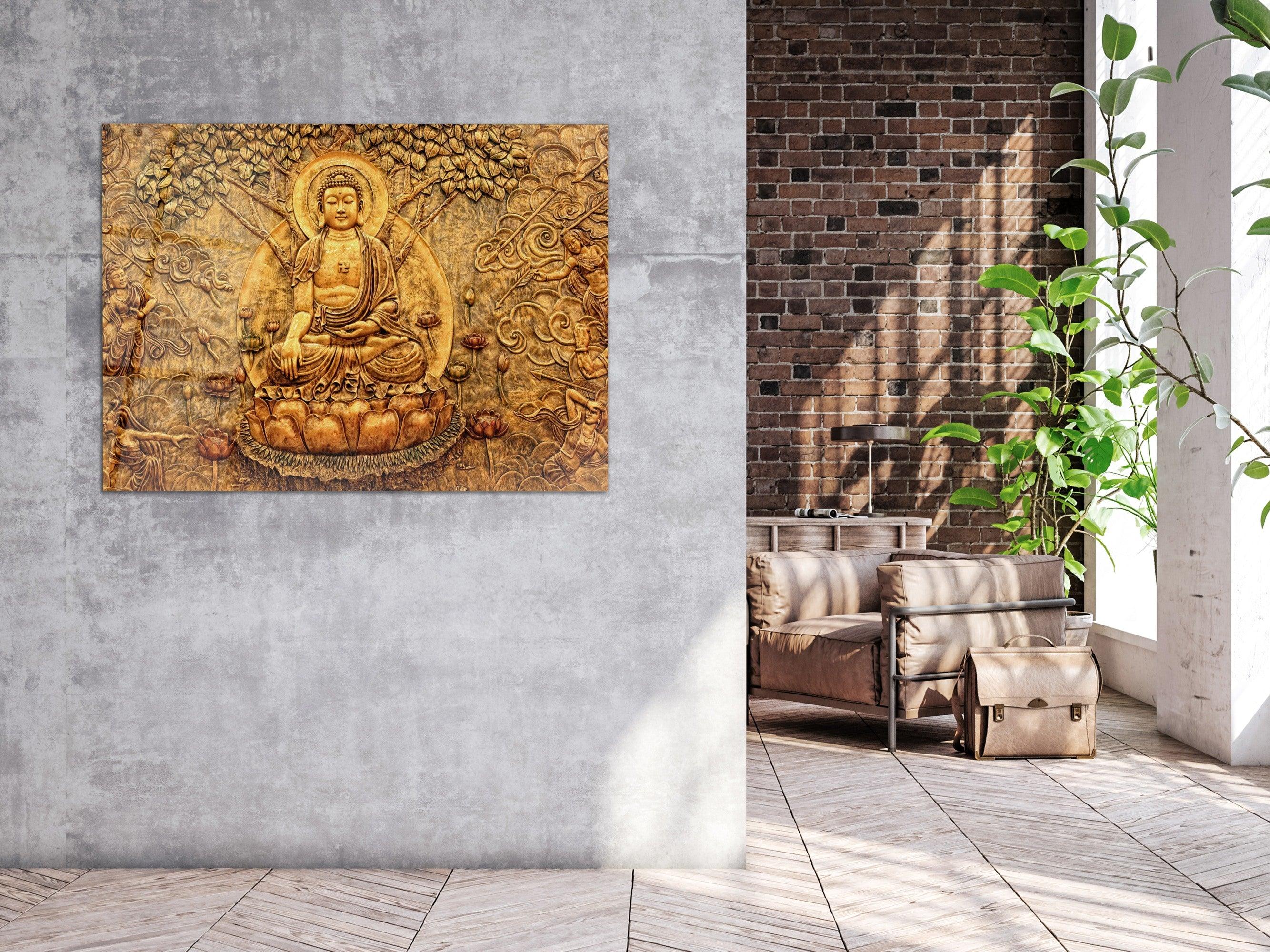 ・"Golden Soul Of Buddha"・Glass Wall Art - Wonders Of Wall