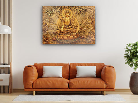 ・"Golden Soul Of Buddha"・Glass Wall Art - Wonders Of Wall