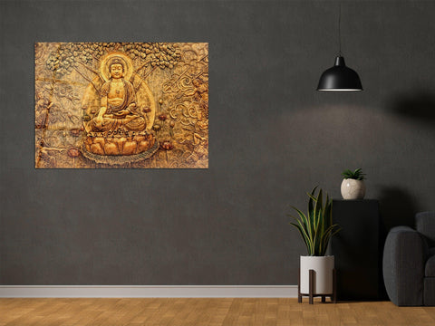 ・"Golden Soul Of Buddha"・Glass Wall Art - Wonders Of Wall