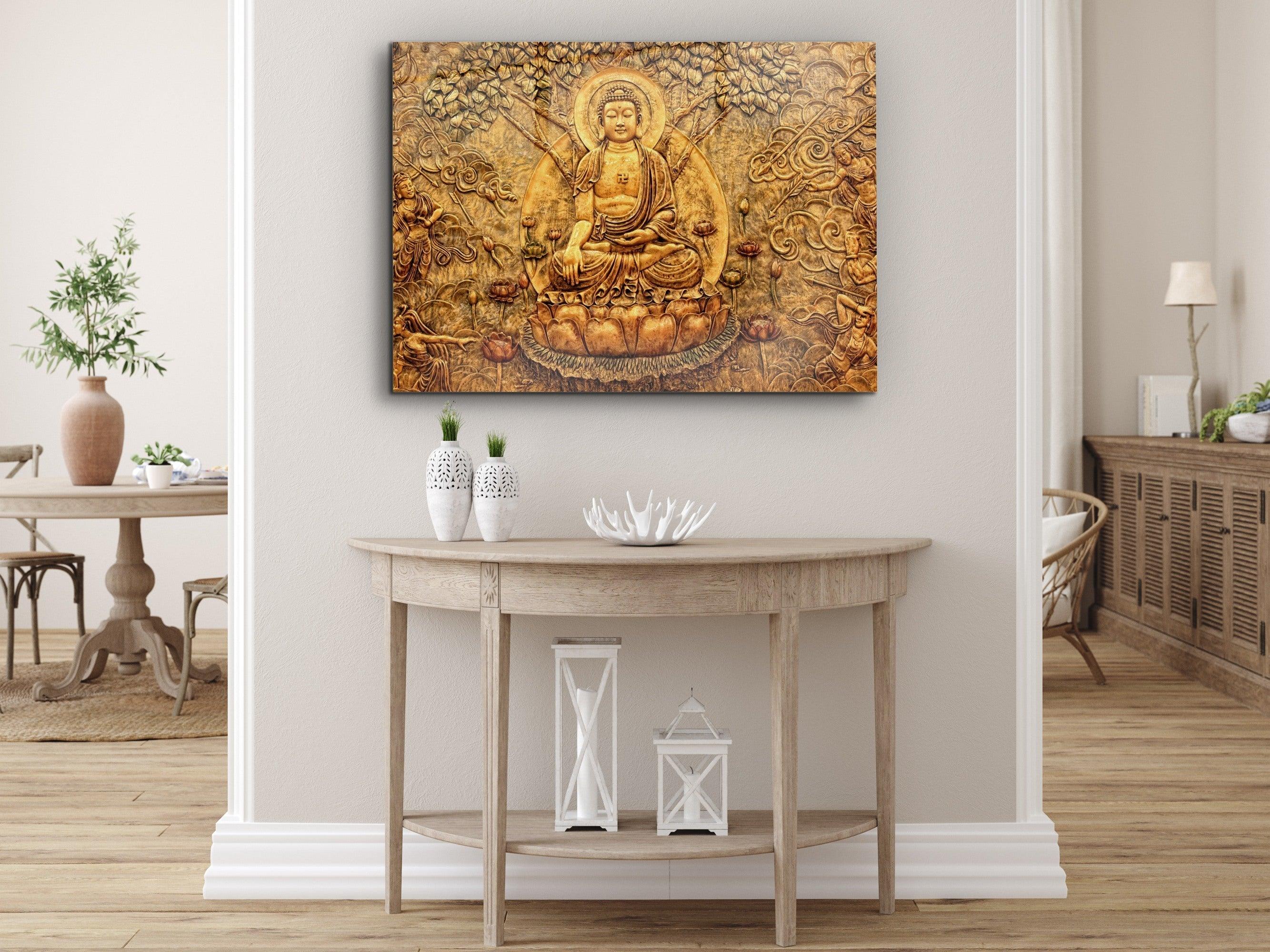 ・"Golden Soul Of Buddha"・Glass Wall Art - Wonders Of Wall