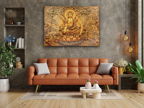 ・"Golden Soul Of Buddha"・Glass Wall Art - Wonders Of Wall
