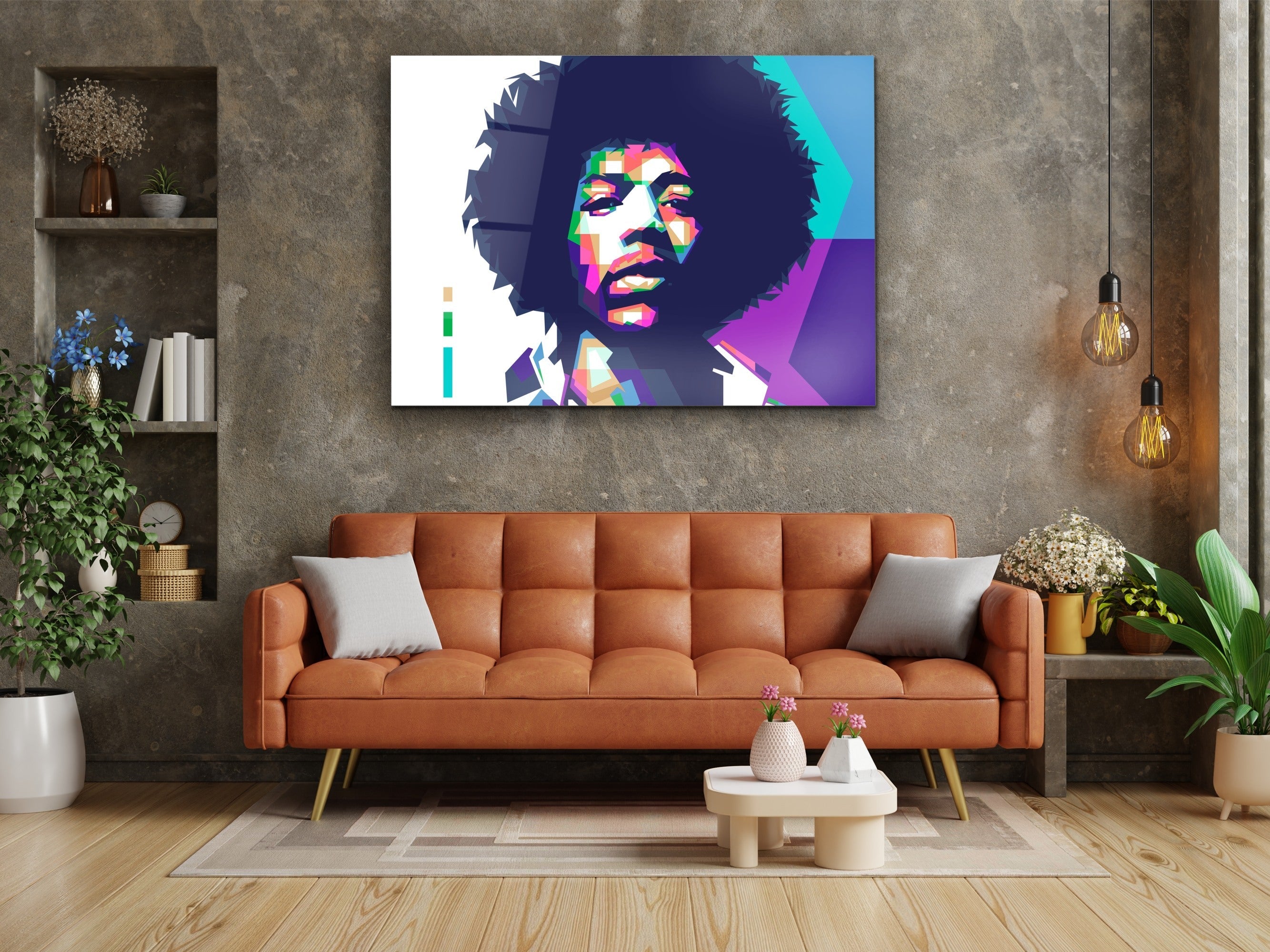 ・"Jimi Hendrix"・Glass Wall Art