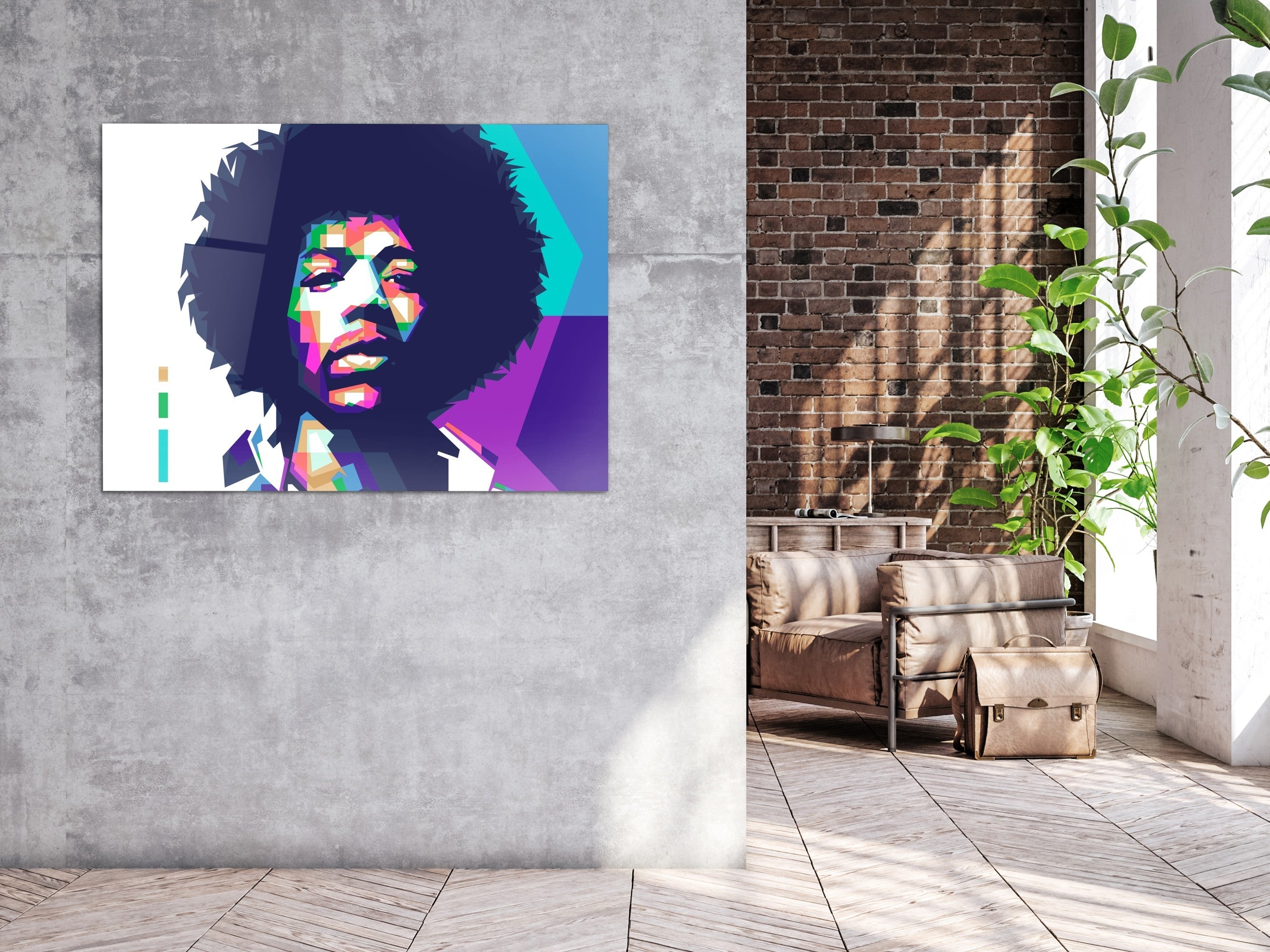 ・"Jimi Hendrix"・Glass Wall Art