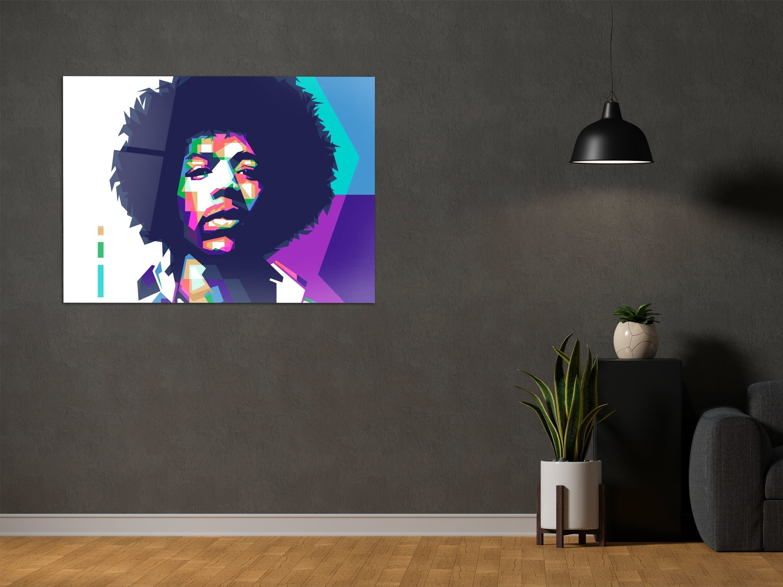 ・"Jimi Hendrix"・Glass Wall Art