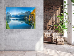 ・"Lake of Hallstatt"・Glass Wall Art