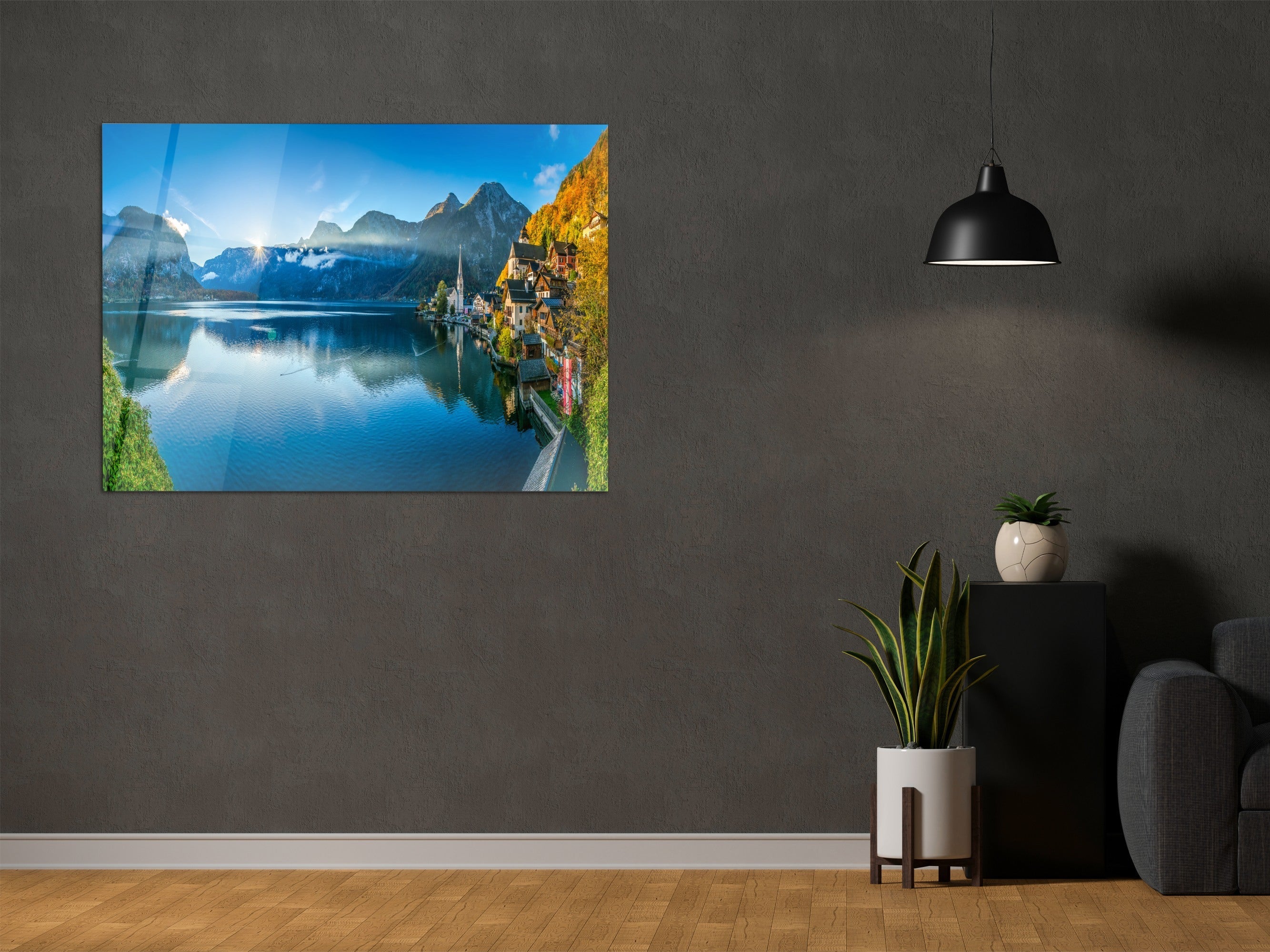 ・"Lake of Hallstatt"・Glass Wall Art