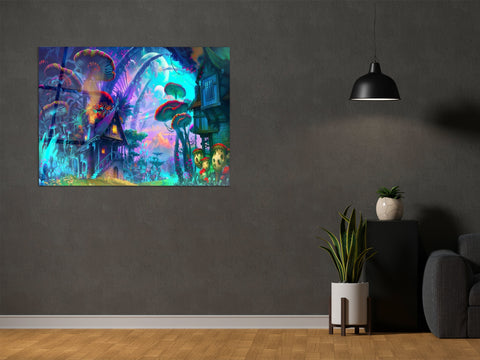 ・"Land Of Mushroom"・Glass Wall Art