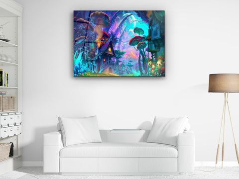 ・"Land Of Mushroom"・Glass Wall Art