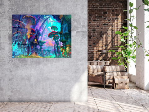 ・"Land Of Mushroom"・Glass Wall Art
