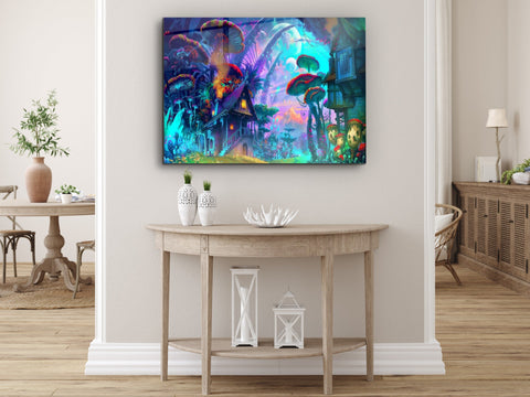 ・"Land Of Mushroom"・Glass Wall Art