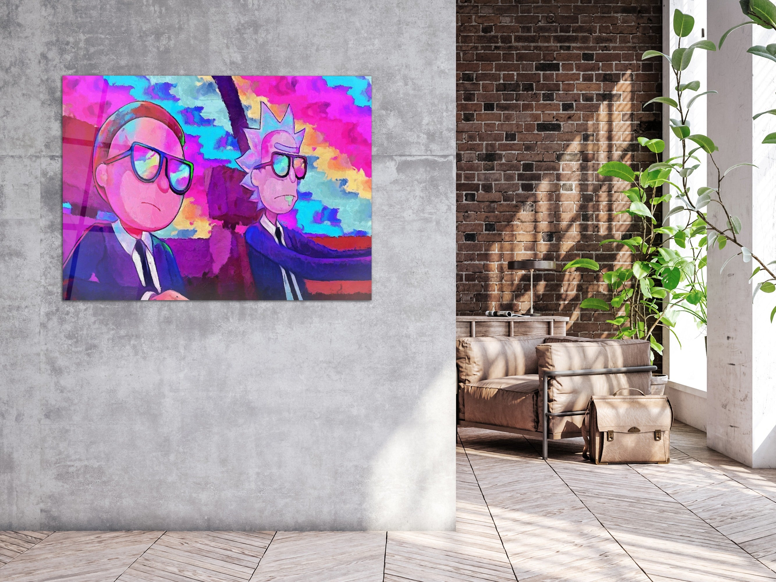 ・"MIB Rick and his sidekick"・Glass Wall Art